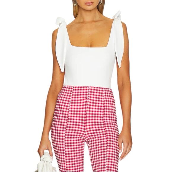 NWT Show Me Your MuMu Gidget Bow Bodysuit in White Bone Size Medium Retail $98 - Picture 7 of 7